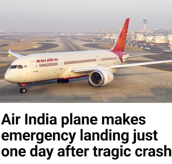 Air India plane makes emergency landing just one day after Ahmedabad crash
